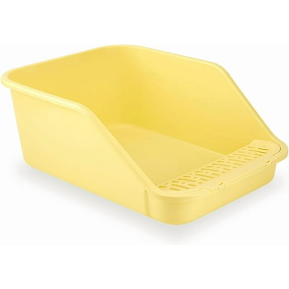 Large Cat Litter Box with High Sides,Cat Boxes for Indoor Cats,Cat Litter Pan for Kitty,Litter Box with Low Entry,Easy to Clean,Anti-Splashing(Yellow)