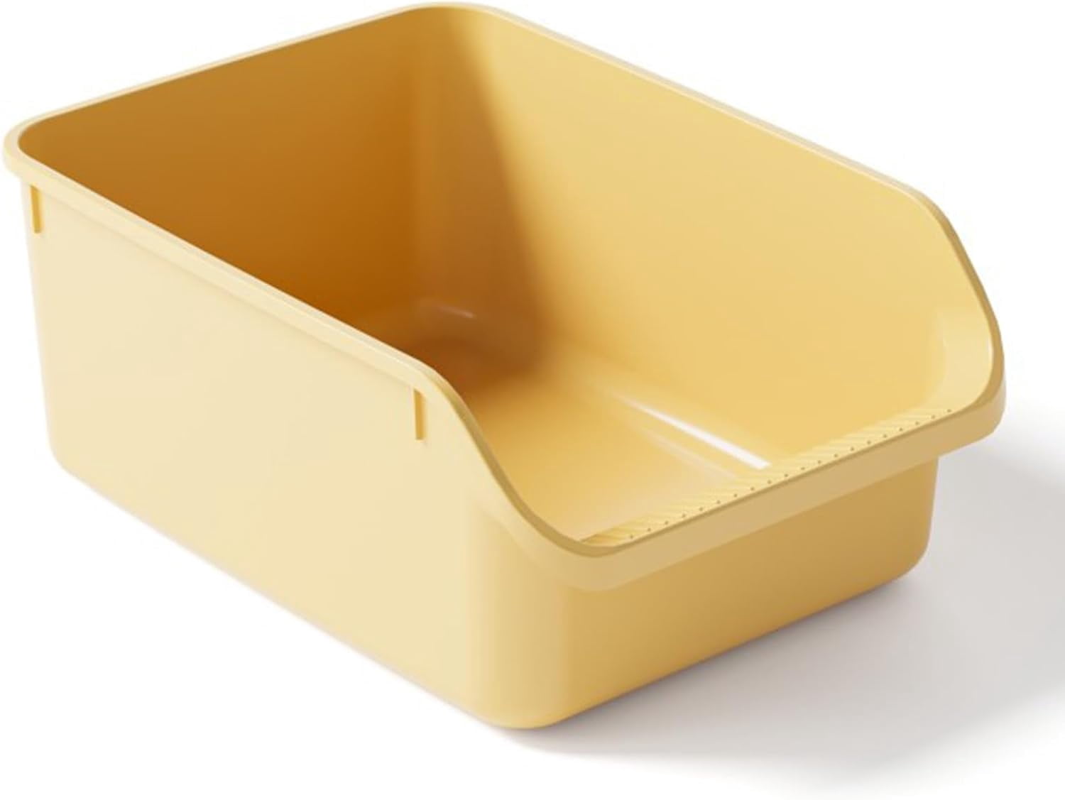 Large Cat Litter Box with High Sides,Cat Boxes for Indoor Cats,Cat Litter Pan for Kitty,Litter Box with Low Entry,Easy to Clean,Anti-Splashing(Yellow)