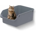thumbnail image 1 of Large Cat Litter Box with High Sides,Durable Open Top Cat Litter Pan for Kitty,Plastic Indoor Big Cat Box with High Wall,Senior Cat Toilet with Low Entry,Easy to Clean,Anti-Splashing(Grey), 1 of 6