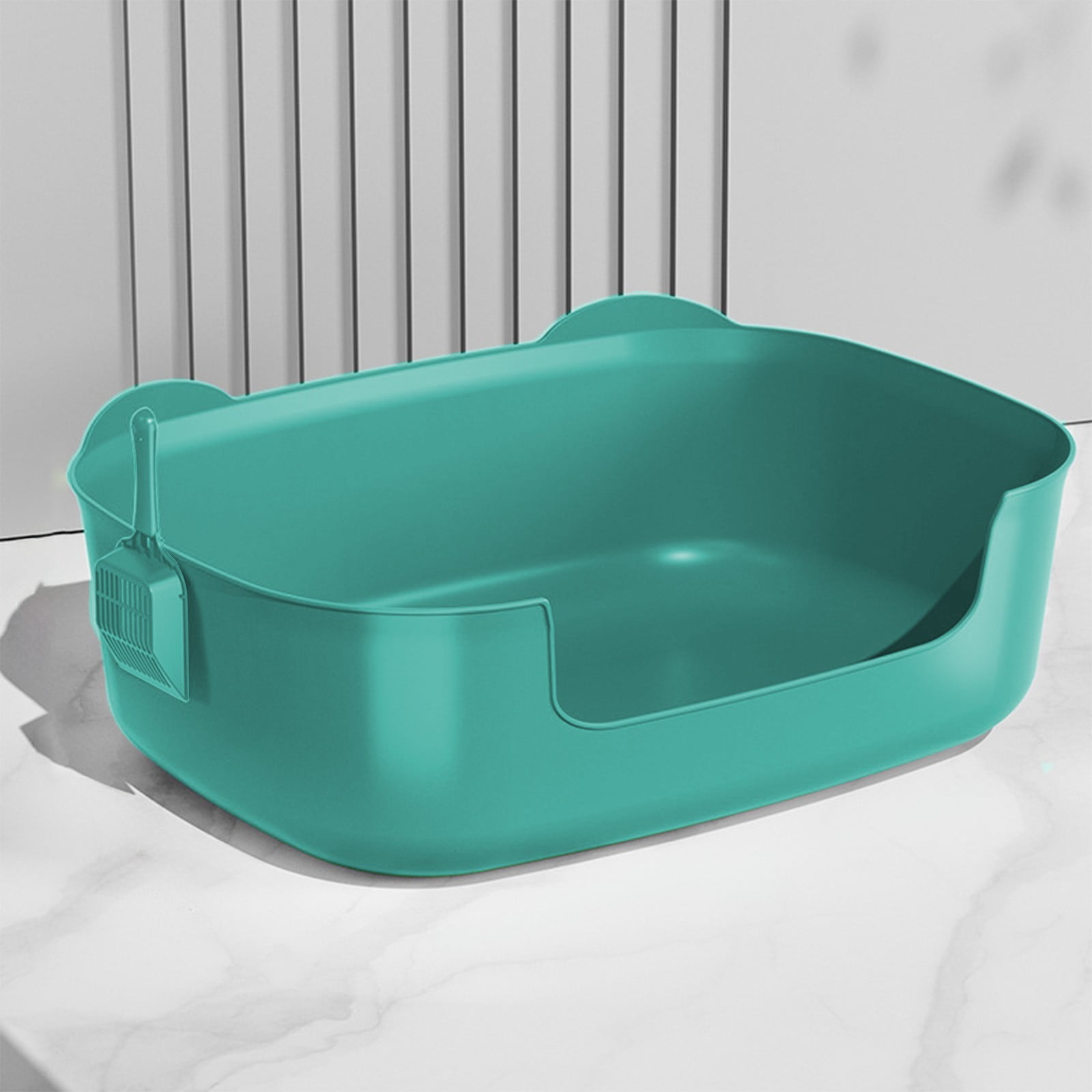 Large Cat Litter Box with High Sides, Open Kitty Litter Boxes Anti-Splashing for Indoor Cat Low Entry Cat Litter Pan for Small and Elderly Cats, Tool-Free Assembly
