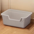 thumbnail image 1 of Large Cat Litter Box with High Sides,Open Top Cat Litter Pan with Low Entry,Big Cat Boxes for Indoor Cats,Ideal for Kittens & Senior Cats,Anti-Splashing,No Odor,Easy to Clean (Grey), 1 of 7