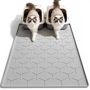 HeariCro Extra Large 38" x 26" Non-Slip Waterproof Cat Litter Mat, Easy Clean Scatter Control