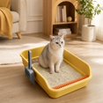 thumbnail image 1 of Large Cat Litter Box, Top Entry Cat Litter Box, Cat Litter Pan with Cat Scooper, Senior Cat Litter Boxes, Detachable Easy Clean, Cat Necessities 19.29x13.78x5.12 Inch (Yellow), 1 of 6