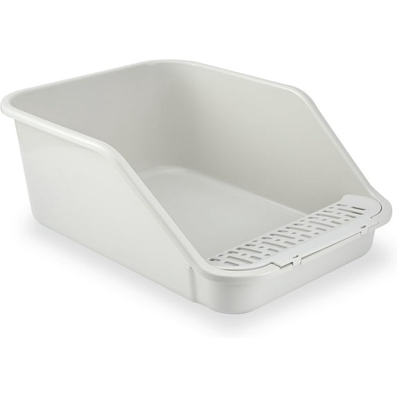 Large Cat Litter Box with High Sides,Cat Boxes for Indoor Cats,Cat Litter Pan for Kitty,Litter Box with Low Entry,Easy to Clean,Anti-Splashing(Grey)