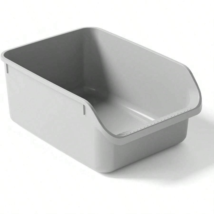 Large Cat Litter Box with High Sides,Cat Boxes for Indoor Cats,Cat Litter Pan for Kitty,Litter Box with Low Entry,Easy to Clean,Anti-Splashing(Grey)