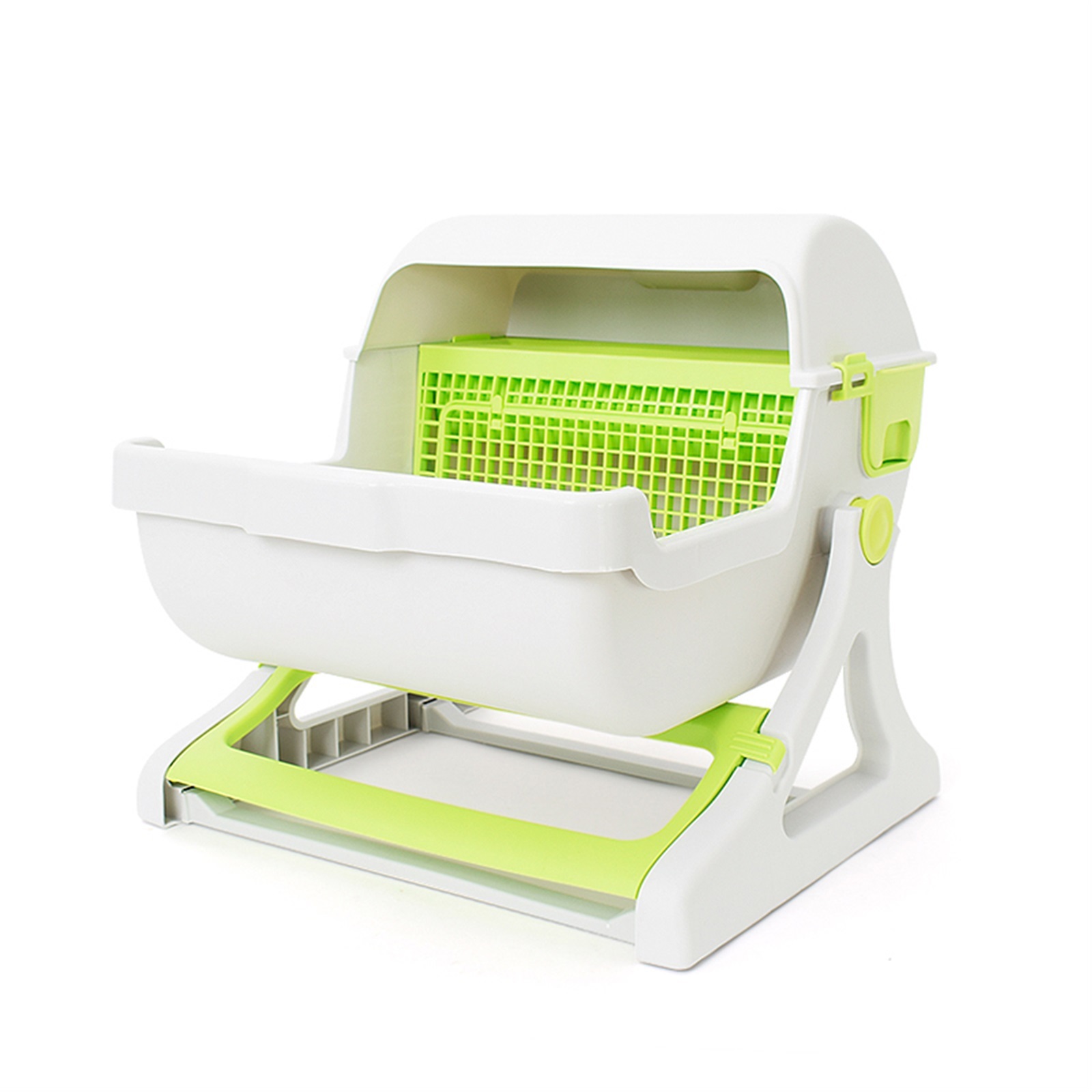 Large Cat Litter Pan Semi-Closed Semi-Automatic Tipping Cat Litter Box Pet Supplies Easy to Clean