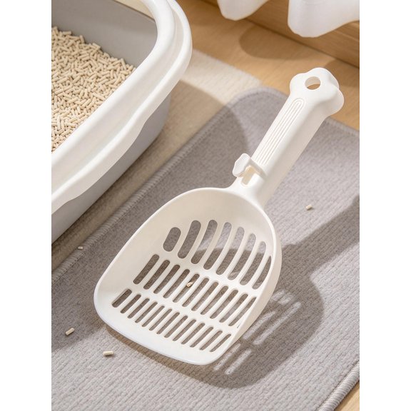 Large Cat Litter Scoop, White Deep Sifter with Long Handle, for Multi Households, Soft Comfortable Skin Friendly – Kitty Litter Box Cleaning Maintenance – 1 Pack