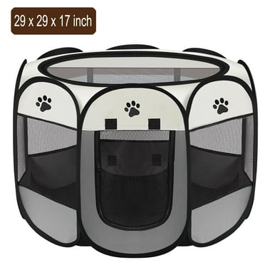 Large Cat Playpen Dog Playpen Cat Tent Puppy Playpen Indooor,Dinosam Cat Cage Indoor with Mesh Outdoor Kitten Playpen for Indoor Cats Pen for Puppys Small Dogs,White & Gray