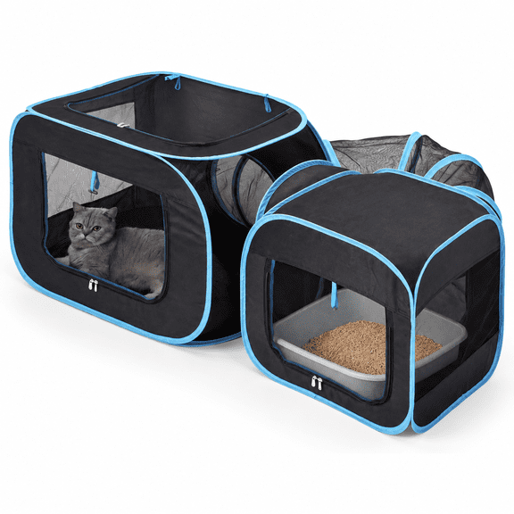 Large Cat Playpen with Surround Tunnel, Indoor/Outdoor Pet Enclosure Cube for Small Pets
