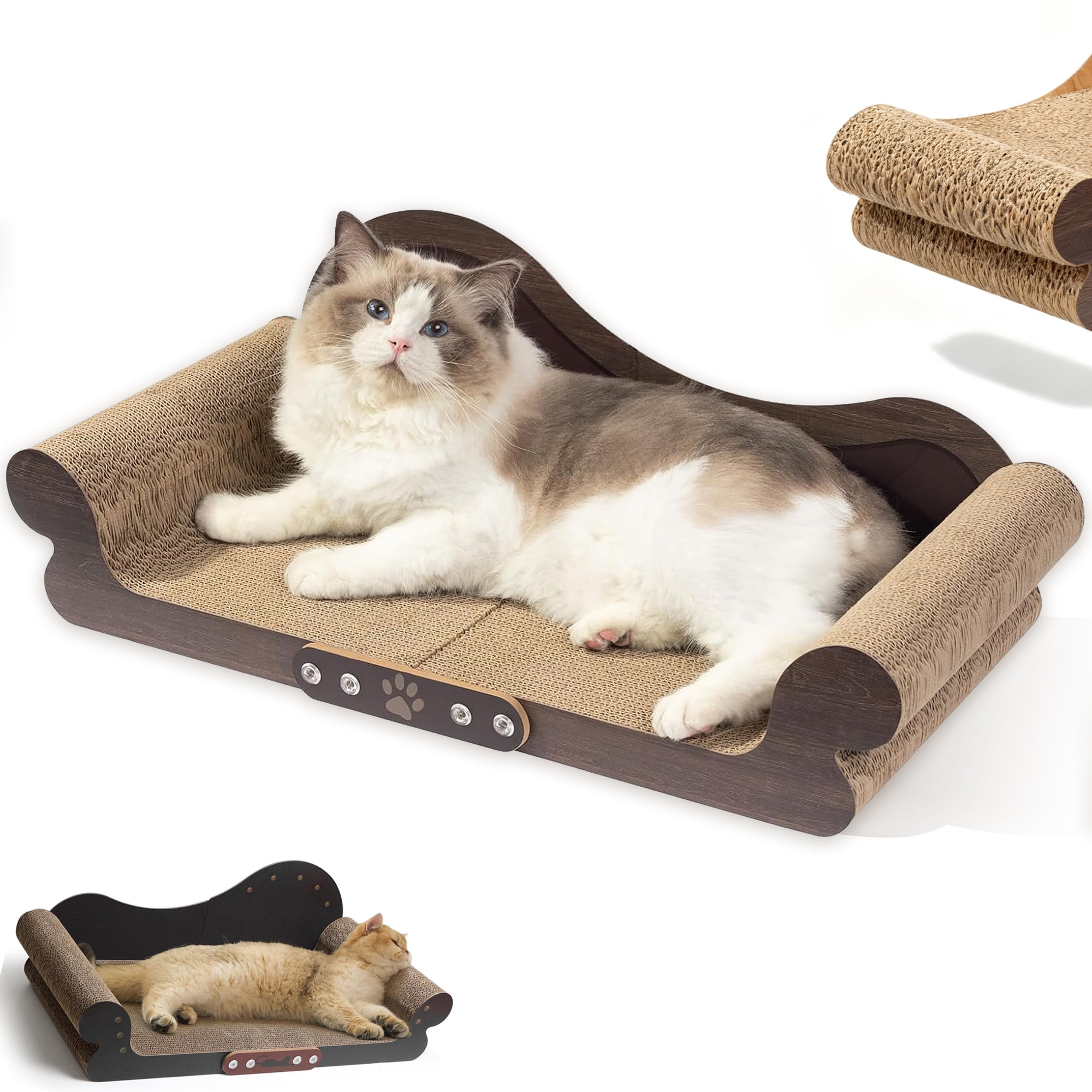 Cat Scratcher Bed,Cat Scratching Board Cat Couch Scratcher Cardboard, Durable Scratch Lounge Cat Bed,Long Lasting Scartching Pads for Indoor Cats,Corrugated Pet Scratcher Pad