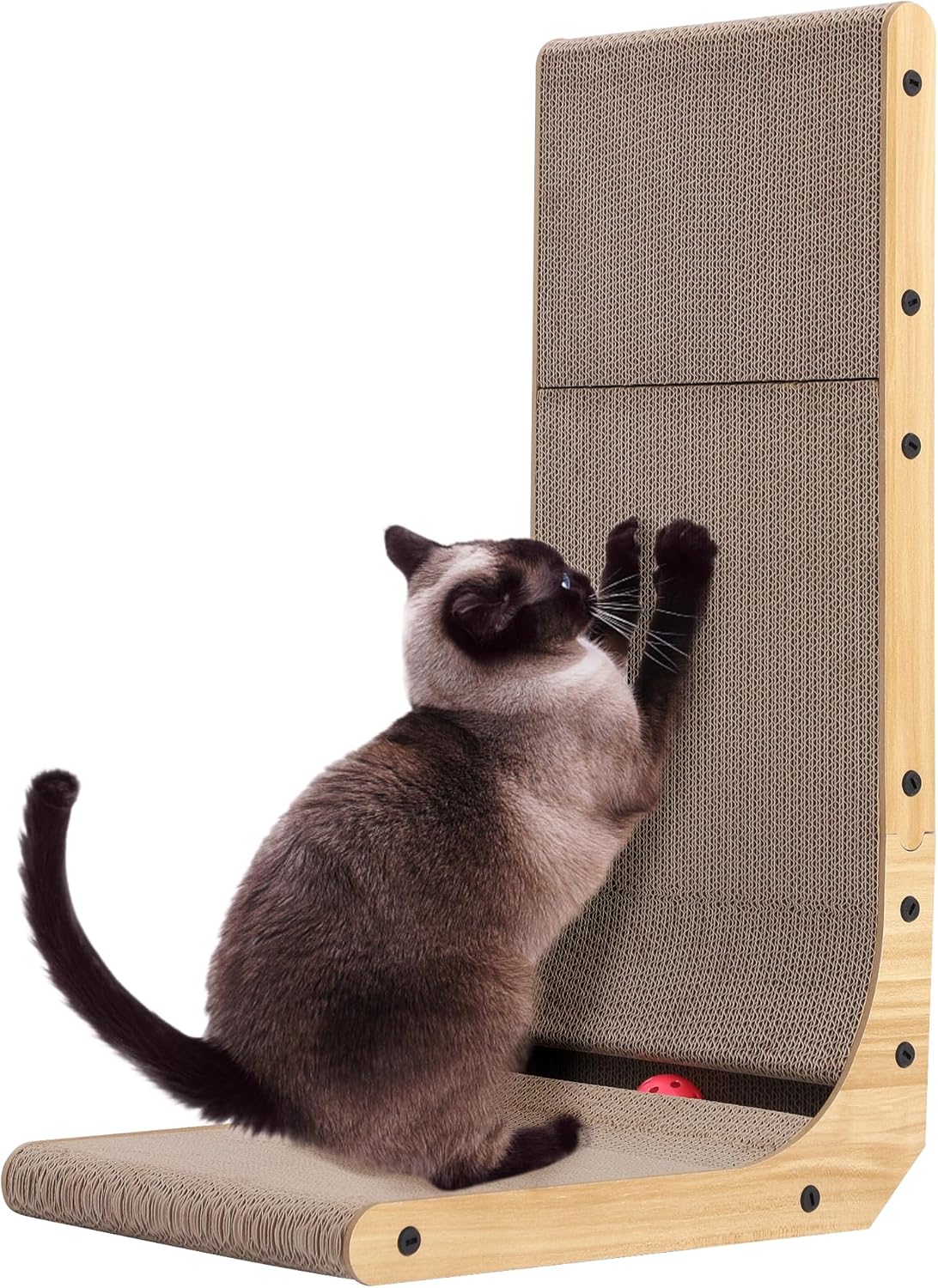 Scratch Ramp Large Cat Scratcher, L Shaped Cat Scratch, Wall Mounted Cat Scratching ...