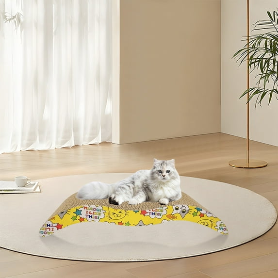 Large Cat Scratching Post Bed Combo, Corrugated Cardboard Scratch Pad for Indoor Cats, Pet Furniture Toy, Cat Nap Lounger with Scratch Mat for Kittens, Cat Condo for Living Room, Bedroom, Apartment