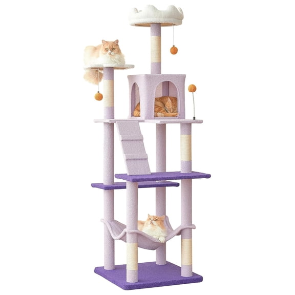 Large Cat Tree 70.1", Multi-Level Cat Tower for Indoor Cats, Plush Condo with Scratching Posts & Hammock - Flower Design for Kittens & Multi-Cat Households