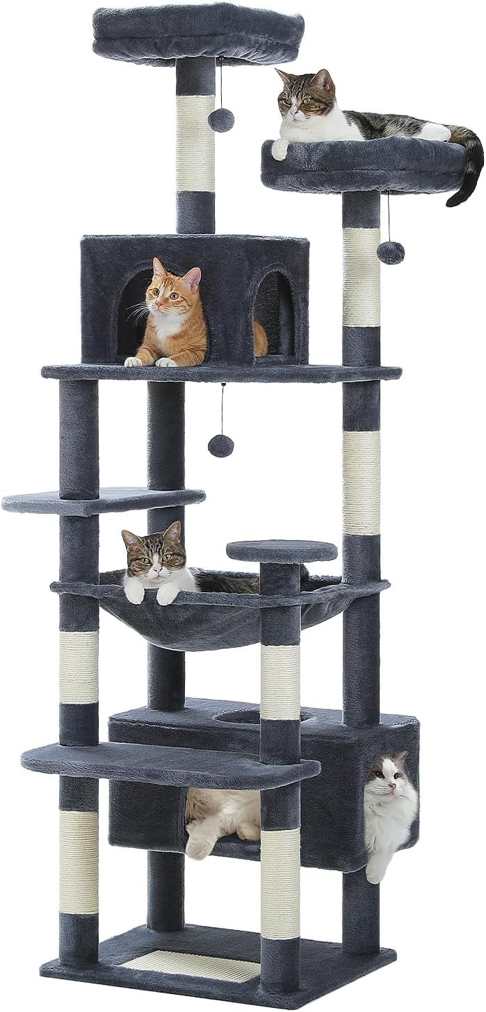 Large Cat Tree, 72 Inches Cat Tower for Large Cats, Cat Condo with