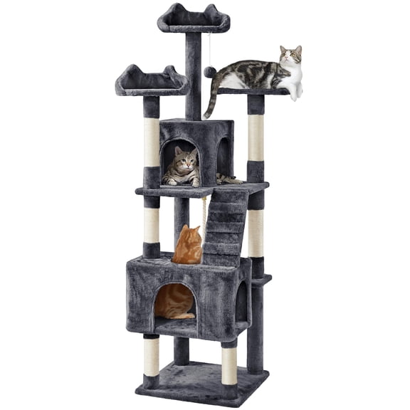 Large Cat Tree 72in for Multiple Cats, Multi-Tiered Climbing Tower with Scratching Posts, Perches and Condos, Indoor Pet Play House