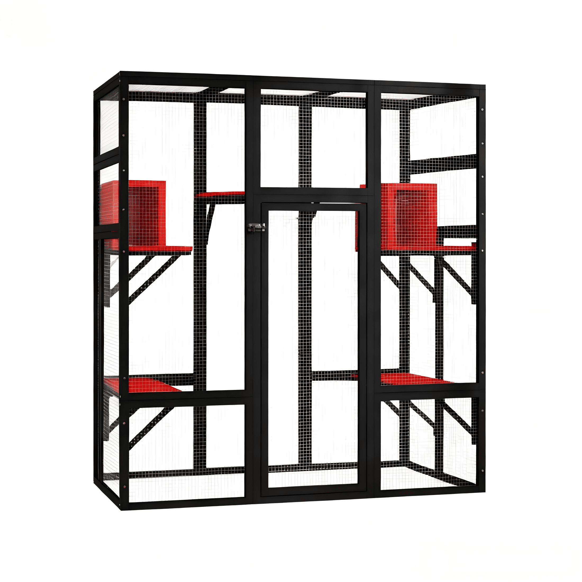 Large Catio Outdoor Cat Enclosure Window, 4 Tier Indoor House for Cats with Waterroof Roof, 2 Resting Rooms, 5 Platforms,Outdoor Catio Patio with Balcony,Gothic