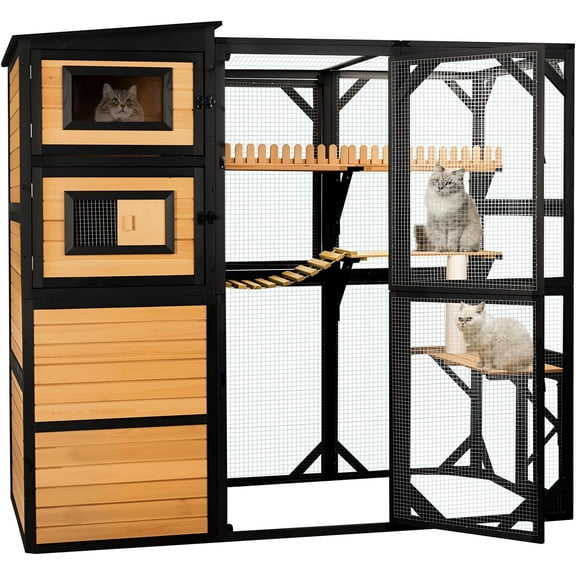 Large Catio Outdoor Cat Enclosure Window Acess Walk-in Cat Cage Cat House for Multiple Indoor Outdoor Cats Outside Patio