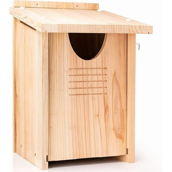 MY Large Cedar Owl House - Premium and Weatherproof Design - 16" x 12" x 11" - A Nesting Box for Screech Owls, Boreal, Northern Pygmy, Saw-whets, Elf, Flammulated, Kestrel and Others