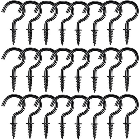 Large Ceiling Hooks Set of 30, 1.45-inch Black Screw-in Hooks for Living Room Kitchen Garden Bedroom
