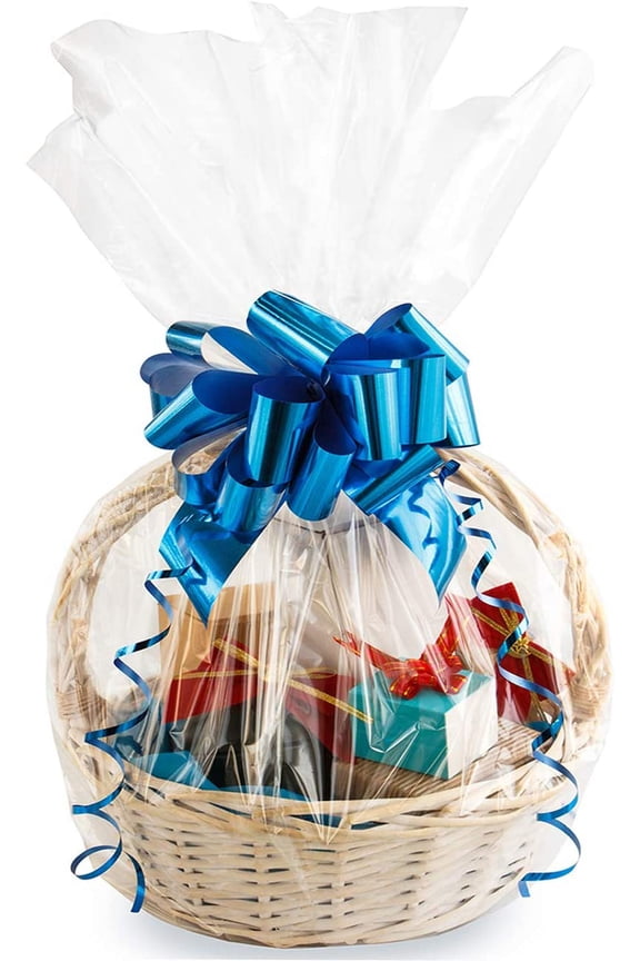 Morepack Large Cello/Cellophane Bags,30x 40 Inches Clear Basket Bags OPP Plastic Cellophane Wrap for Gift Baskets Packaging 10 Pieces