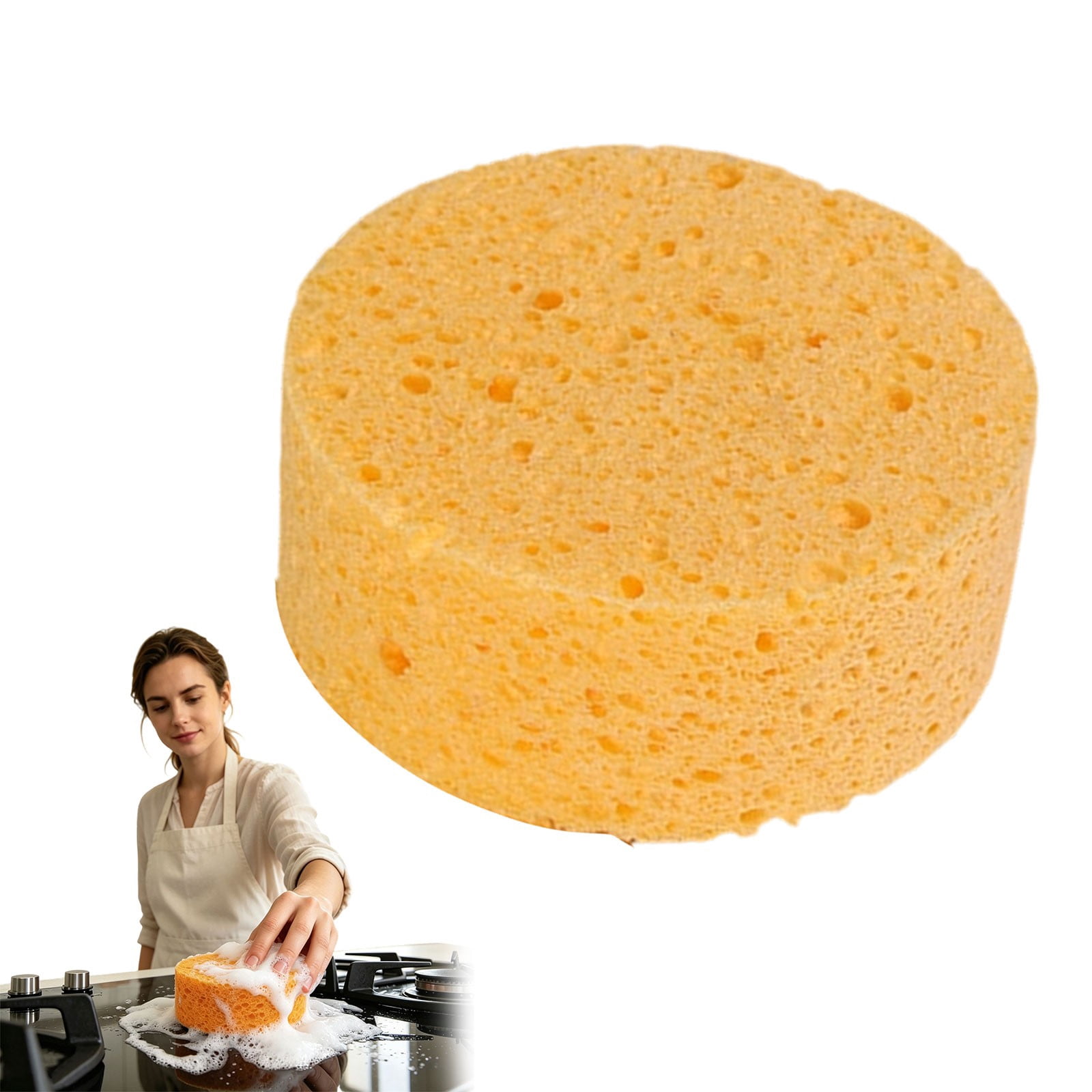 Large Cellulose Cleaning Sponge, High Absorbency Non-Scratching Wash Sponge, Expandable When Wet, for Car