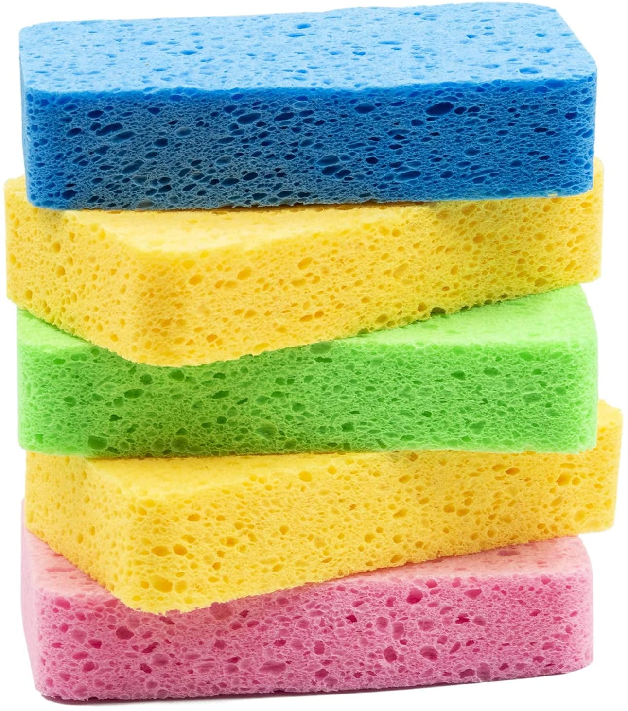 Large Cellulose Sponges, Heavy Duty Kitchen Scrub Sponges, 5pcs