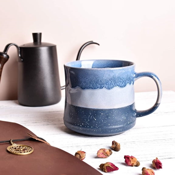 Large Ceramic Coffee Mug, Big Tea Cup for Office and Home, 21 Oz, 1 PCS (Blue)