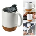 thumbnail image 1 of Large Ceramic Coffee Mug with Cork Bottom Spill Proof Lid for Latte Tea, 1 of 9