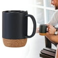 thumbnail image 1 of Large Ceramic Coffee Mug with Cork Bottom Spill Proof Lid for Latte Tea, 1 of 9