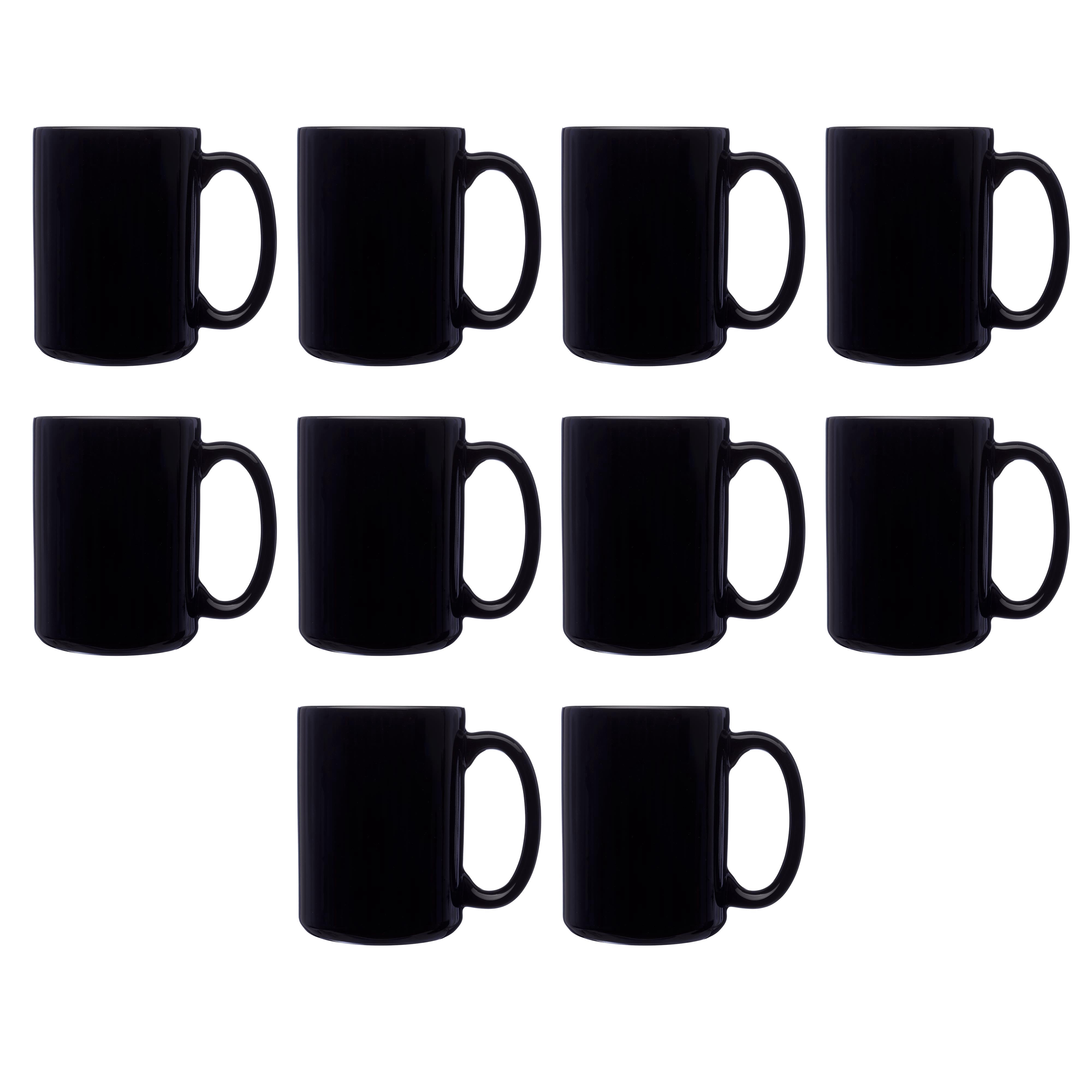 Large Ceramic Coffee Mugs 15 oz. Set of 10, Bulk Pack - Perfect for Coffee, Tea, Espresso, Hot Cocoa, Other Beverages - Black