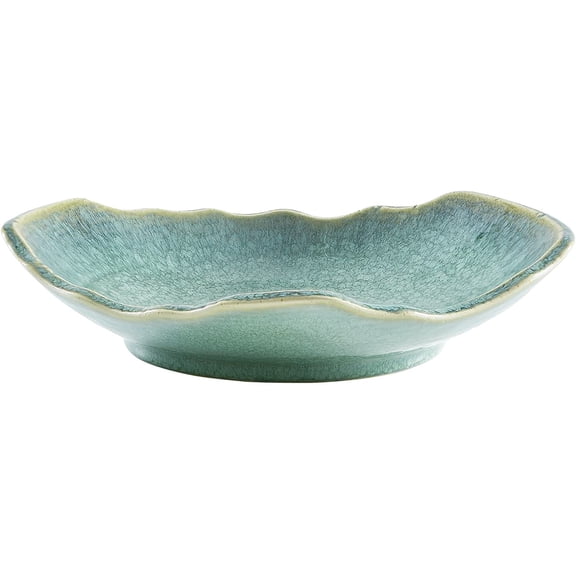Large Ceramic Decorative Bowl, 12" Green Reactive Glaze Centerpiece Bowl, Modern Coffee Table Decor, Entryway Catchall Key Bowl, Decorative Fruit Bowl for Dining Table Living Room (12'')