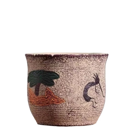 Large Ceramic Flower Pot with Lid Personalized Plant Container for Indoor & Outdoor Decoration, Breathable Natural Ceramic Planter with Drainage Plug