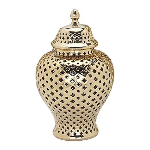 Large Ceramic Ginger Jar Porcelain Ginger Jar Carved Lattice with Lid Accessories Universal Tank Arrangement Living Room Decor ,