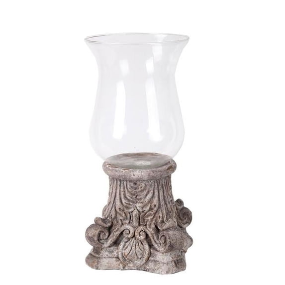 Large Ceramic & Glass Hurricane, 10.5 x 10.5 x 22.5 in.