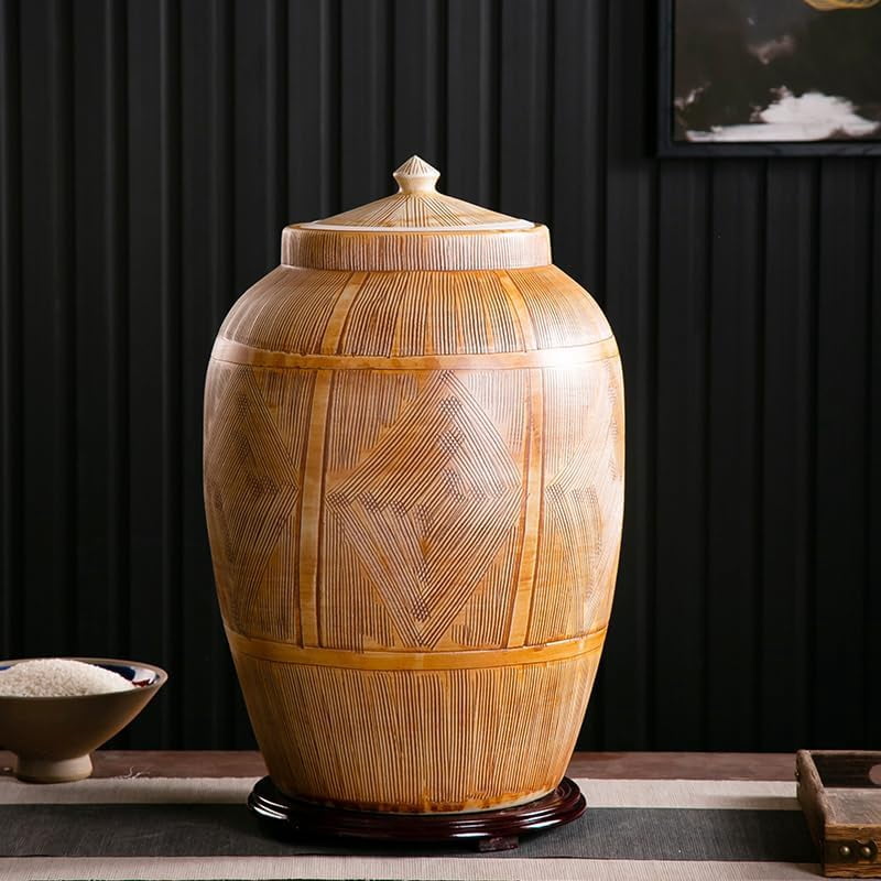 Porcelain Rice Bucket Large Ceramic Rice Storage Jar - Traditional Blue ...