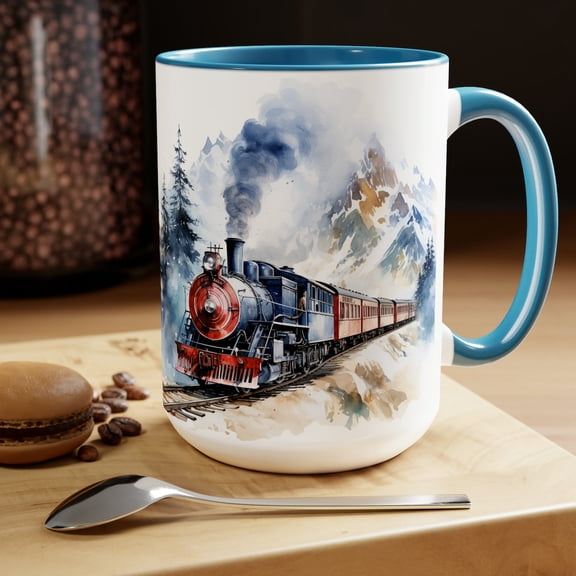 Large Ceramic Mountain Mug Pine Tree Forest Landscape Coffee Cup with Outdoorsy Cabin Decor 15oz Ceramic