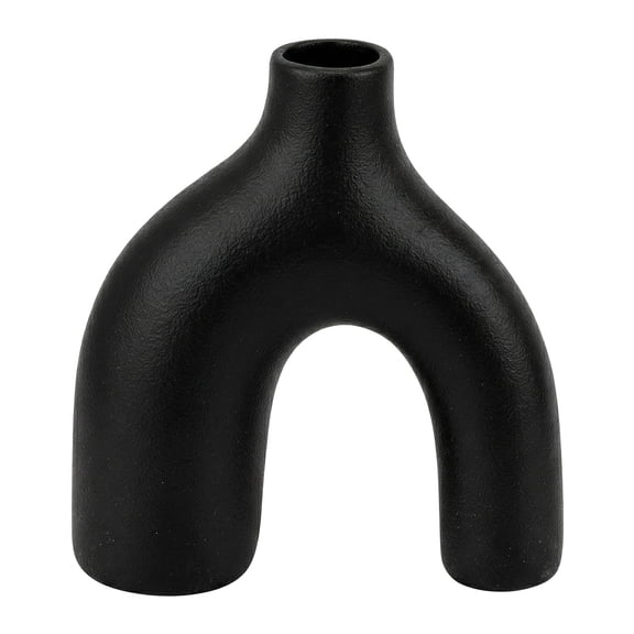 Large Ceramic Square Vase, Modern Geometric Flower Vase with Wide Mouth, Matte Decorative Cube Vase for Shelf, Table Black 5.8"L x 5.8"W x 6.6"H