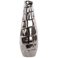 thumbnail image 1 of Large Ceramic Tall Vase With Embossed Spiral Design Chrome Silver, 1 of 2