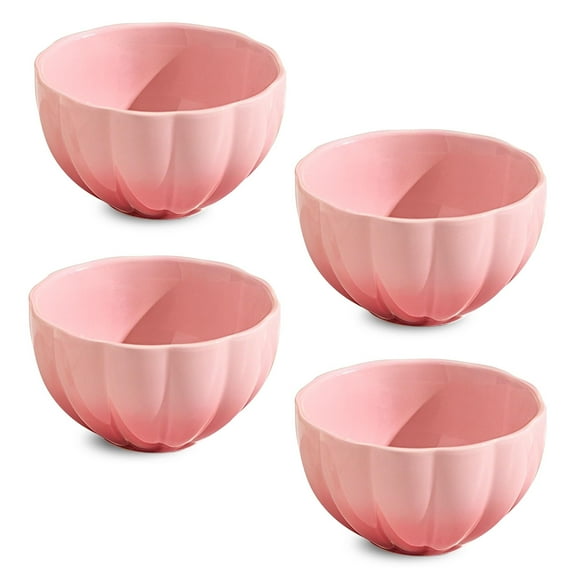 Large Cereal Bowls Set, Soup Bowls Microwave Safe, Rice Bowls, Breakfast Bowls, Ceramic Cereal Bowls-pink-Set of 4