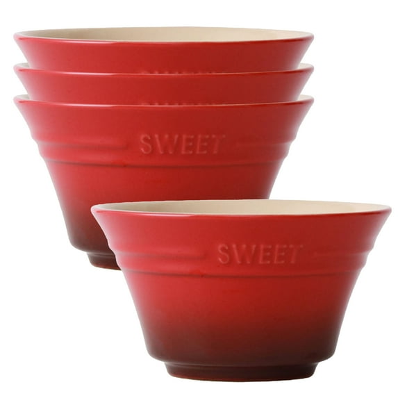 Large Cereal Bowls Set, Soup Bowls Microwave Safe, Rice Bowls, Breakfast Bowls, Ceramic Cereal Bowls-red-Set of 4
