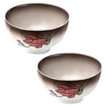 thumbnail image 1 of Large Cereal Bowls Set, Soup Bowls Microwave Safe, Rice Bowls, Breakfast Bowls, Ceramic Cereal Bowls-red flower-Set of 2, 1 of 7