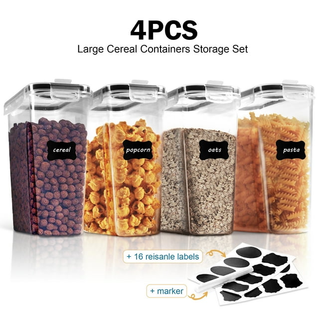Large Cereal Containers Storage Set Dispenser Approx. 4L Fits Full Standard Size Cereal Box