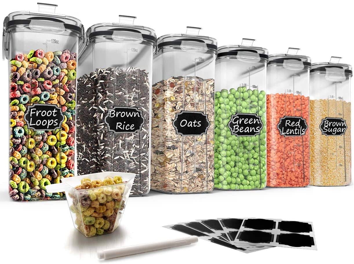 https://i5.walmartimages.com/seo/Large-Cereal-Dry-Food-Storage-Containers-Wildone-Airtight-Containers-Sugar-Flour-Snack-Baking-Supplies-Leak-proof-Black-Locking-Lids-Set-6-4L-135-3oz_57626af0-6244-4e32-9457-b5fd4929a6a6.b168529f1a8d944986a56754f4d36012.jpeg