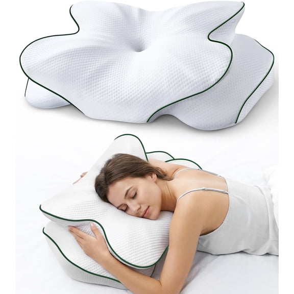 Large Cervical Pillow for Neck Support,Cloud-Shaped Memory Foam Bed Pillow
