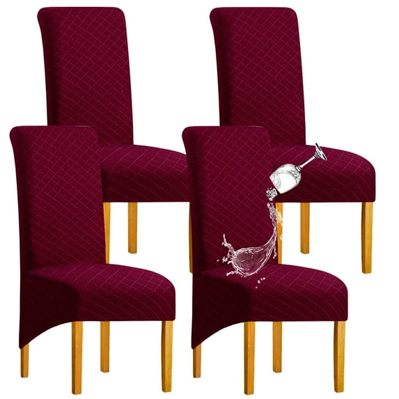 Large Chair Covers Waterproof,XL Chair Slipcovers with Elastic Bottom Furniture Protector Washable Anti-scratch Jacquard Stretch Chair Protector for Dining Room Hotel Banquet-4-N