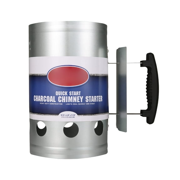 Large Charcoal Chimney Starter for Grilling, Heavy Duty Fast Ignition Starter for Barbecues and Picnics, Easy to Use with Cool-Touch Handle, Silver