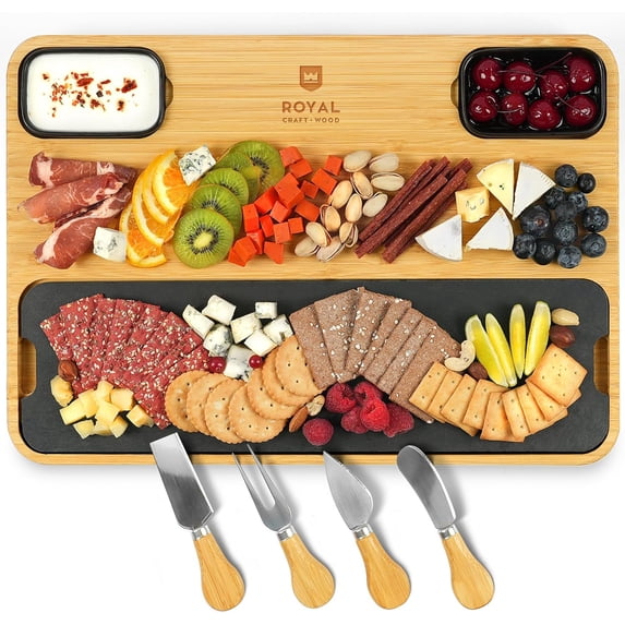 Large Charcuterie Boards: Cheese Board Set, Serving Tray & Platter - Unique Cheese Board and Knife Set, Housewarming Gift New Home