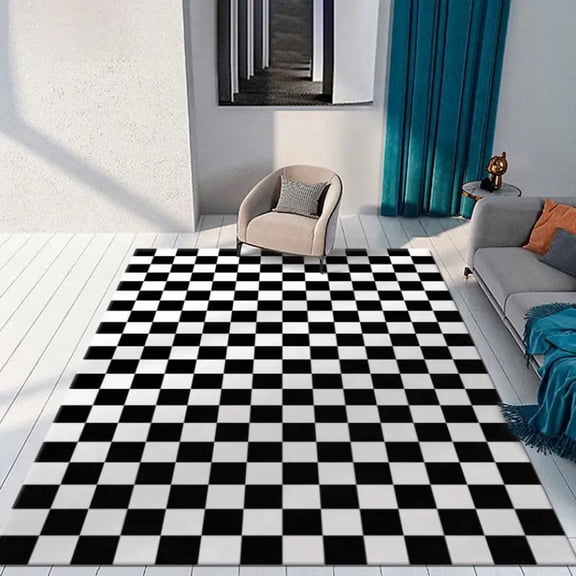 Large Checkerboard Area Rugs Green Brown Black Pink Colors Modern Contemporary Living Room Carpets for Home Decor