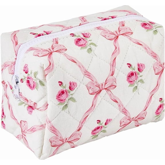 Large Checkered Cosmetic Bag for Women Make Up Bag Toiletry Organizer Bathroom Wide Open Pouch Purse Portable Travel Essentials Toiletries Accessories Brushes Skin Care 4.72x4.33x8.66 Inch
