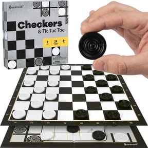 Queensell Large Checkers Board Game & 3Tic Tac Toe Game for Kids and Adults